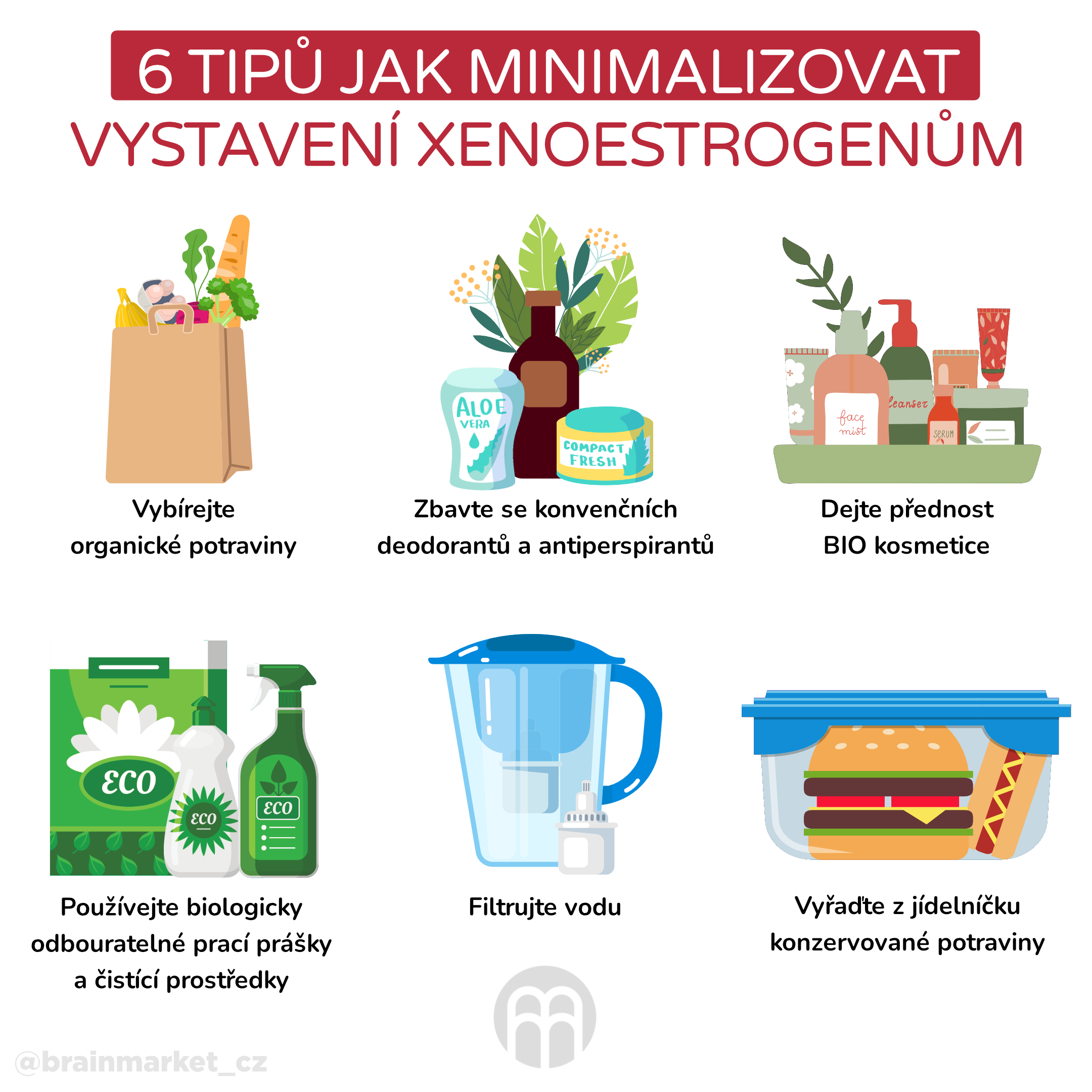 6 tipů jak minimalizovat vystavení xenoestrogenům_infografika_cz